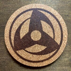 Naruto Kakashi Obito Mangekyou Sharingan Laser Engraved Cork Coaster